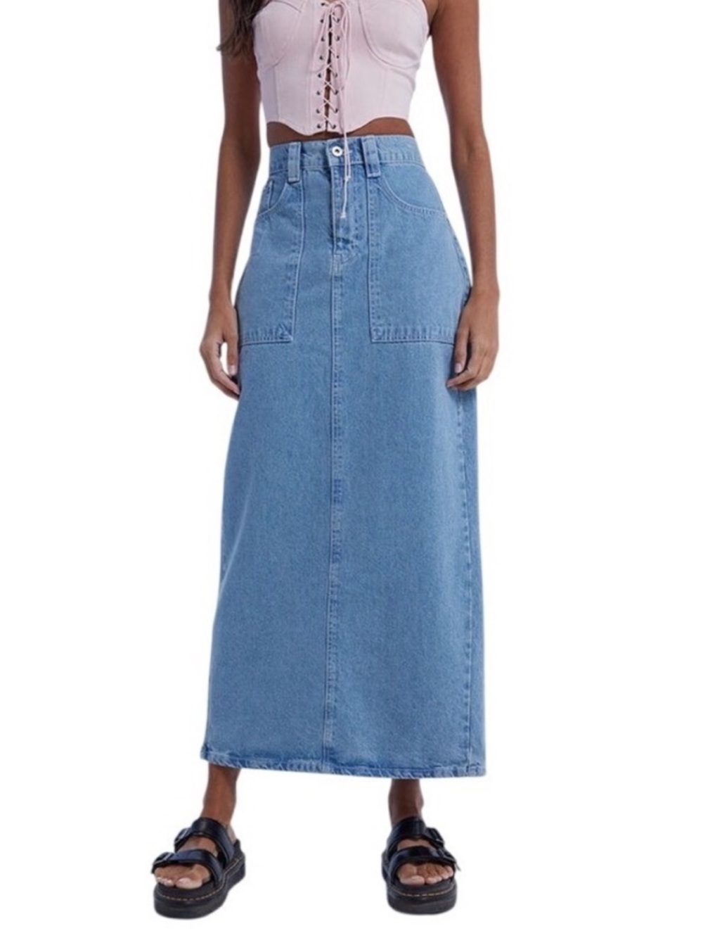 RAGGED PRIEST Denim Carpenter Maxi Jean Skirt XS
